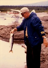 7/4/1973 - Fishing at Brooks Camp, between Naknek and Brooks Lakes, Alaska