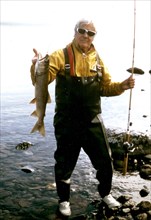 7/5/1973 - Fishing at outlet of Nonvianuk Lake, Alaska