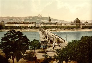 Bridge of the Guillotiere and the Hotel de Dieu, Lyons, France ca. 1890-1900