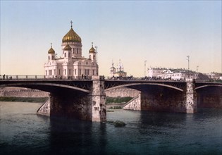 The Cathedral of St. Saviour, (i.e., Christ the Savior), and the Kamennyj, (i.e., Kamennyi Most), Bridge, Moscow, Russia ca. 1890-1900