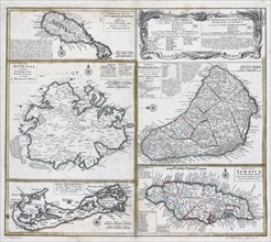 Vintage Maps / Antique Maps - ca. 1759 maps of various islands in the Caribbean