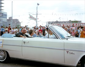 (23 May 1963) Flight Director Christopher C. Kraft Jr. rides in a Houston parade celebrating the successful completion of the MA-9 flight of astronaut Gordon Cooper.