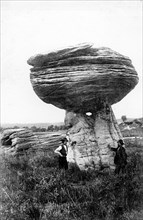 photo from 1916 of Pulpit rock near Alum Creek south of Carneiro, in Ellsworth County, Kansas