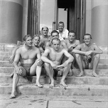 1947 -European swimming championships in Monaco - Dutch water polo team.