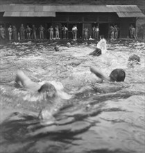 1948 - soldiers in swimming pool - Location: Indonesia, Dutch East Indies