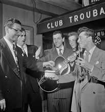 Portrait of Bill (Buddy) De Arango, Terry Gibbs, and Harry Biss, Club Troubadour, New York, N.Y., between 1946 and 1948