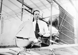 Photo shows English aviator Thomas Octave Murdoch Sopwith (1888-1989) in the Howard Wright biplane ca. 1910