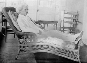 Samuel Clemens (Mark Twain) reclining in porch chair 4 15 1910