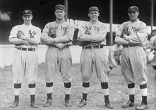 Pi Schwert, Ed Sweeney, Les Nunamaker, Arthur Pickering (semi-pro catcher), New York AL ca. 1915
