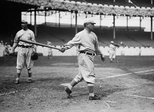 John McGraw, New York NL, with bat at Polo Grounds ca. 1914