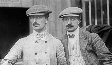 The Voisin brothers, French aviation pioneers. Gabriel Voisin (1880-1973), on the left, and Charles Voisin (1882-1912), on the right ca. 1906-1912