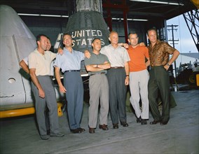 Group shot of the original Mercury astronauts taken at the Manned Spacecraft Center (MSC), Houston, Texas.