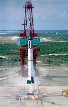 The launch of the Mercury-Redstone (MR-3), Freedom 7. MR-3 placed the first American astronaut, Alan Shepard, in suborbit on May 5, 1961.
