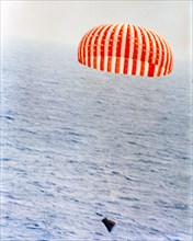 (6 June 1966) The 72-hour, 21-minute Gemini-9A spaceflight is concluded as the Gemini spacecraft, with astronaut Thomas P. Stafford and Eugene A. Cernan aboard, touches down in the Atlantic Ocean