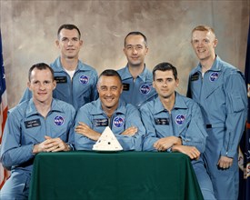 (1 April 1966) The National Aeronautics and Space Administration (NASA) has named these astronauts as the prime crew of the first manned Apollo Space Flight.