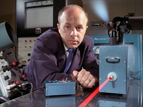 Researcher Determining a Ruby Laser’s Effect on a Crystal ca. 1965