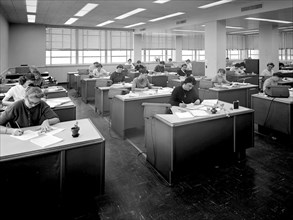 NACA Computers in an Office at the 8- by 6-Foot Supersonic Wind Tunnel ca. 1957