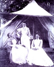 Nurses Bullard, Ferguson, and Norsdoff at a temporary yellow fever hospital in Franklin, Louisiana ca. 1898