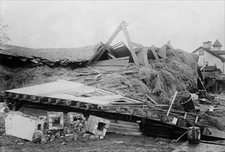 Geneva New York Cyclone Damage - Geneva New York Cyclone Damage - Cow barn destroyed, Geneva, N.Y., Cyclone ca. 1910-1915