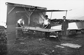 Early aviation history - Meckler-Allen Aeroplane - A biplane intended for transatlantic flight, built by John J. Meckler and C.A. Allen (or Allen Canton)   ca. 1912