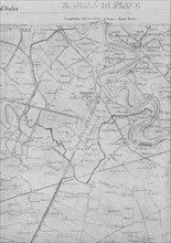 Part of the topographic map of 1892 of the IGM with Fossalta di Piave (the current boundaries of the municipal territory have been indicated)