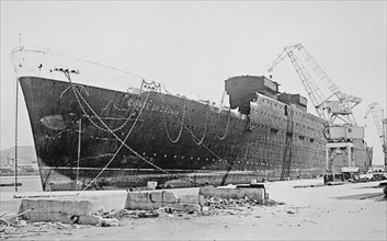 The demolition of the ship Conte Di Savoia ca. 1950