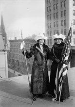Suffragettes with flag ca. 1910-1915