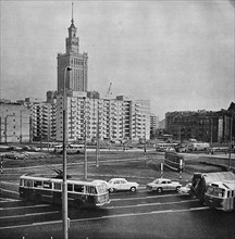 ONZ Roundabout in Warsaw Poland, view to the south-east ca. 1960s