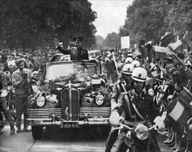 Yuri Gagarin during a parade in Warsaw ca. 1961