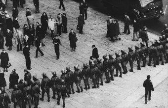 Street demonstration in Poland during the martial law of 1981-1983