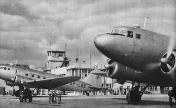 Planes at Warszawa-Okecie Airport in Warsaw ca. before 1953