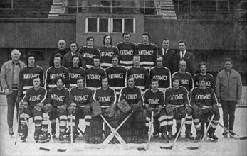 Premier league ice hockey team GKS „Górnik” from Katowice, Poland ca. 1973