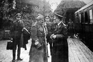 Meeting of Adolf Hitler and Benito Mussolini in Stepina ca. 8 /27/1941