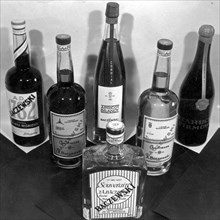 Products from the J.A. vodka, liqueur and rum factory Baczewski in Lviv ca. 1938