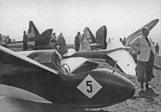 Glider PWS-101 during the competition in Wasserkuppe in 1937