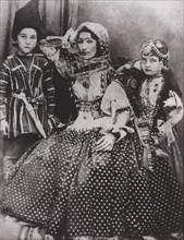 Azeri poetess Khurshidbanu Natavan (1832-1897) with her son Mehdigulu (1855-1900) and daughter Khanbika ca. 1897