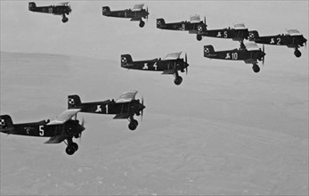 2nd Air Regiment in Krakow - 121 and 122 fighter squadrons in flight ca. 1934