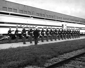 Photograph of Marine Guard Standing at Attention at Freedom Train Stop