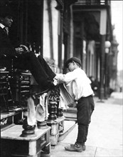 Michael Mero, Bootblack, 12 years of age, working one year of own volution. Don't smoke. Out after 11 P.M. on May 21. Ordinarily works 6 hours per day, May 1910