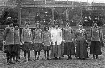 Girls Soccer Team -- Blues and Whites ca. 1910-1915