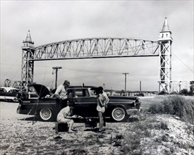 Family Barbecuing at Cape Cod Canal Railroad Bridge, Bourne, Massachusetts 8/26/1961