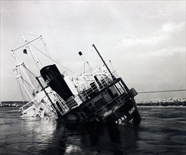 Cargo Ship Arizona Sword Sinking in the Cape Cod Canal  5/5/1951