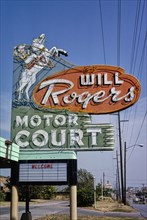 1970s United States -  Will Rogers Motor Court sign Route 66 Tulsa Oklahoma ca. 1979