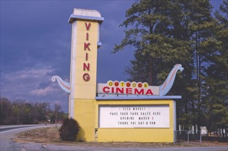 1980s United States -  Viking Drive-In Theater sign; Route 29 Anderson South Carolina ca. 1988