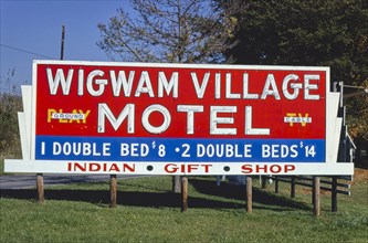 1970s United States -  Wigwam Village Number 2 billboard Route 31W Cave City Kentucky ca. 1979