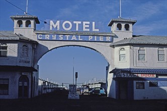 1980s United States -  Motel Crystal Pier entrance Pacific Beach California ca. 1985