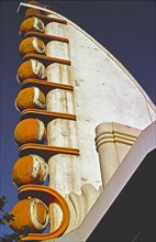 1970s United States -  The Tower Bowl left side of tower detail Broadway near Kettner San Diego California ca. 1977