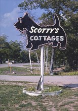 1980s United States -  Scotty's Motel sign; Au Sable Michigan ca. 1988