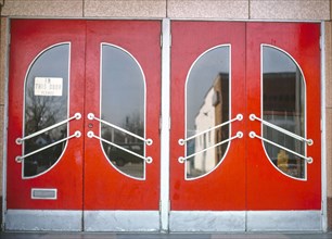 1970s United States -  Berkley Theater -  entrance doors -  Robins -  Berkley -  Michigan 1976