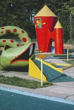 1980s United States -  Snake and tower -  Sir Goony Golf -  Independence Boulevard -  Charlotte -  North Carolina ca. 1982